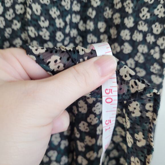 Tommy Hilfiger black Swiss dot floral sheer long sleeve wrap midi dress size Med - Picture 12 of 12